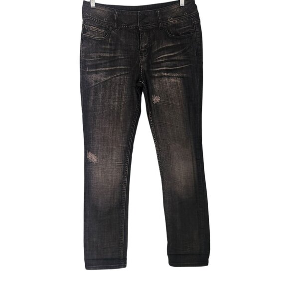 London Jean Bootcut Jeans‎ Denim Washed Black 2 Button Womens Size 10 EUC - Picture 1 of 15
